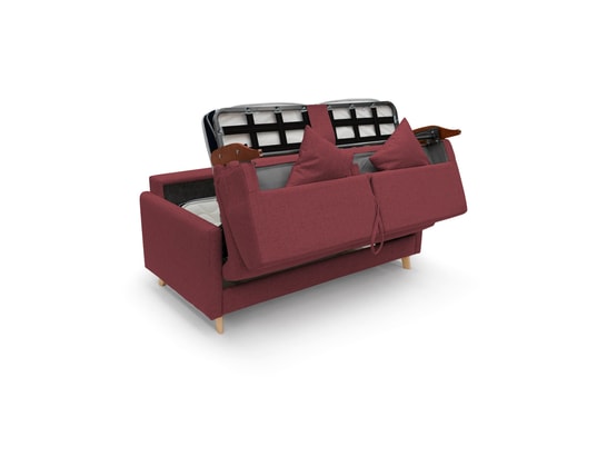 DIVANI.STORE - Canapé lit edgar en tissu imperméable rouge 2 places