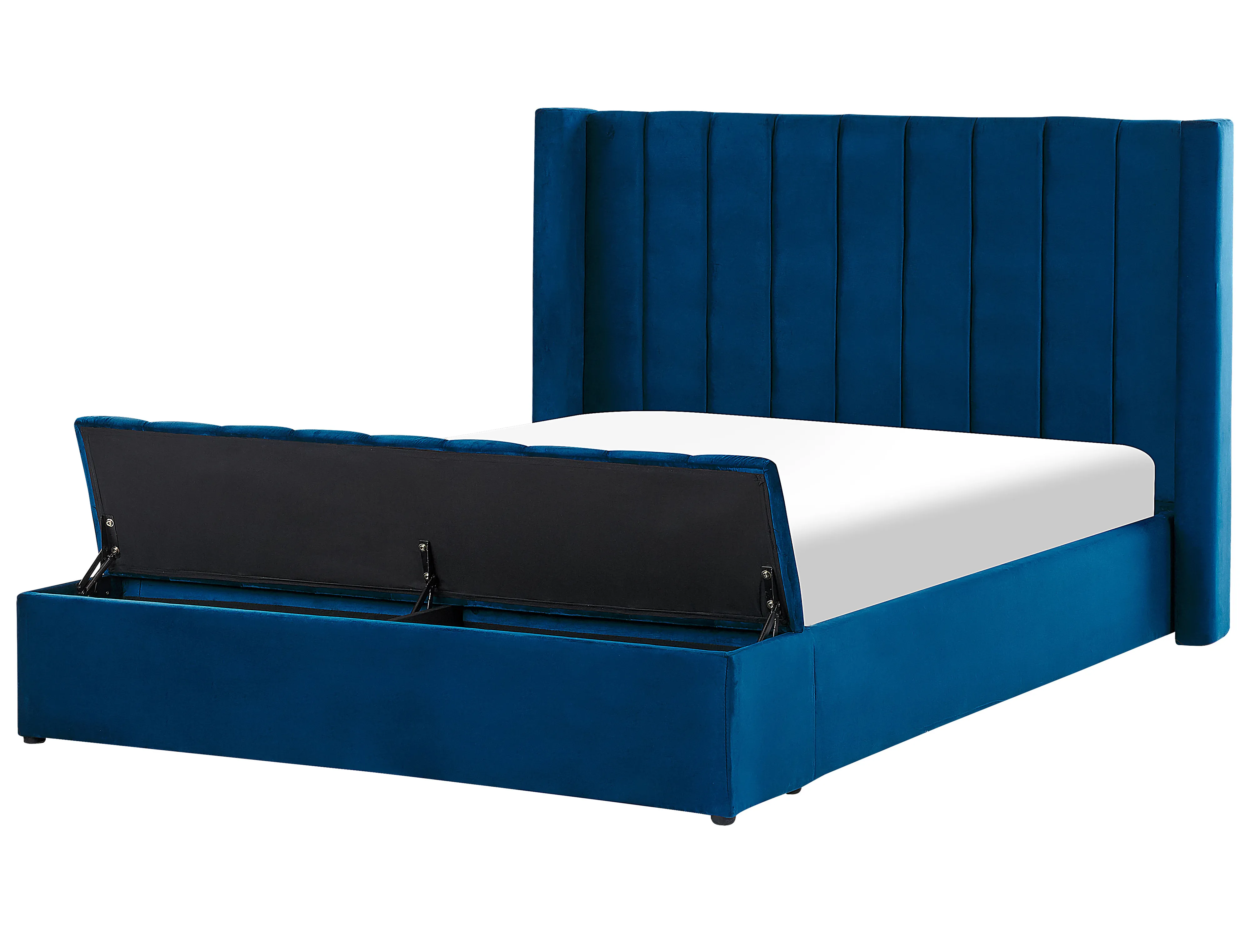 Bed met opbergbankje Fluweel NOYERS 160 x 200 cm Marineblauw