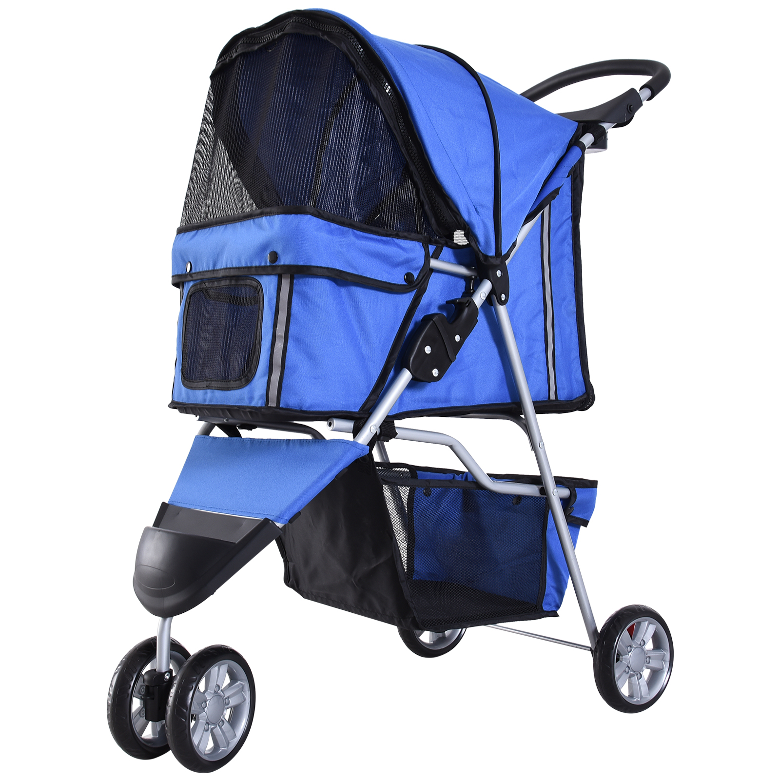 Carrinho de passeio dobrável azul PawHut para animais de estimação