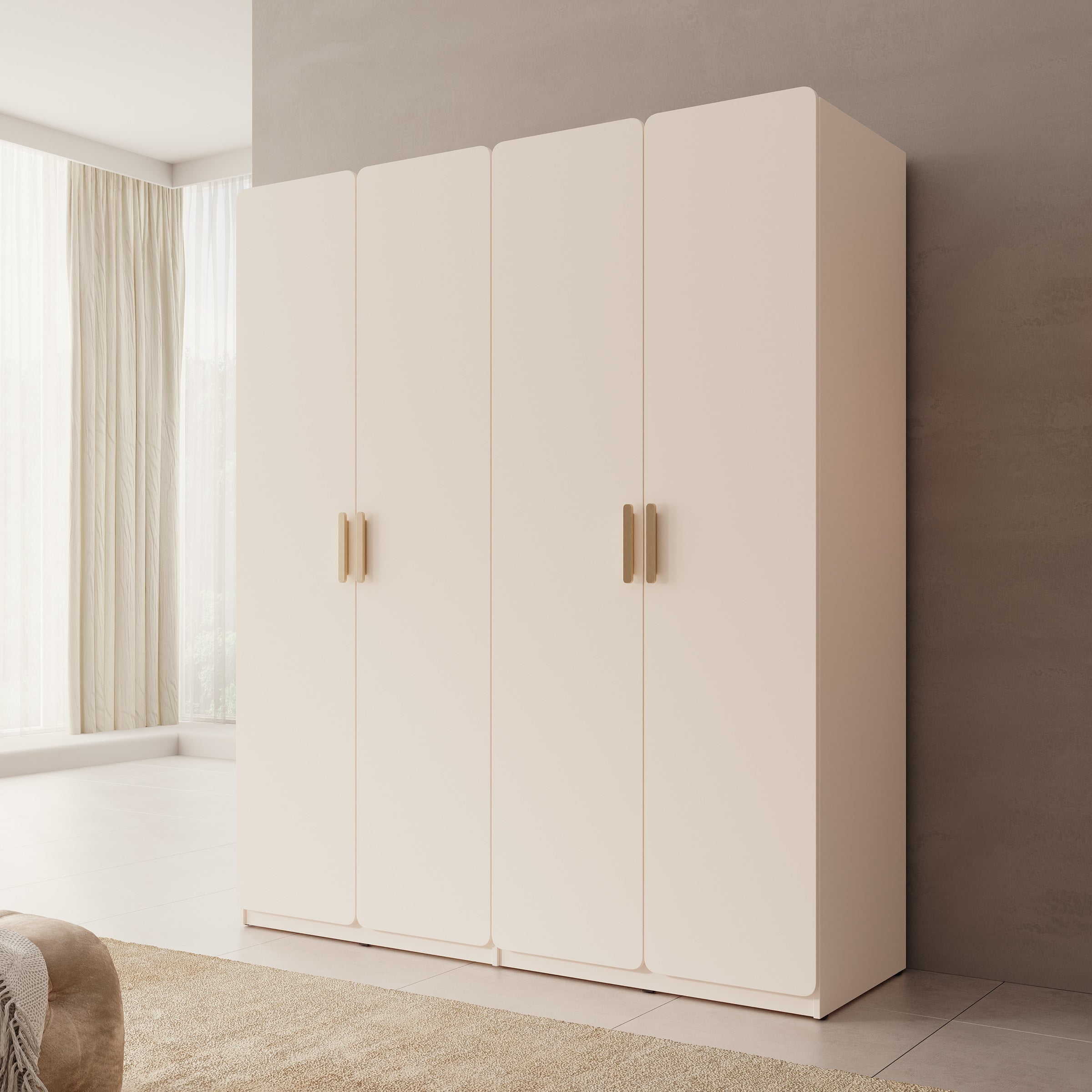 Meubella - Luzon - Kledingkast 4 deurs - Beige - 179x58x210 cm