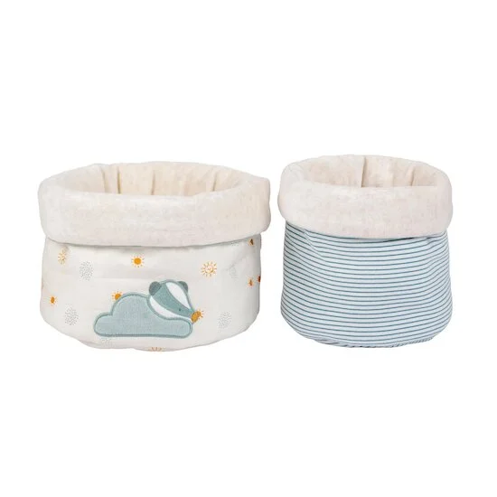 Félix et Léo Lot de 2 Paniers de rangement   Blanc / Bleu        de               Nattou