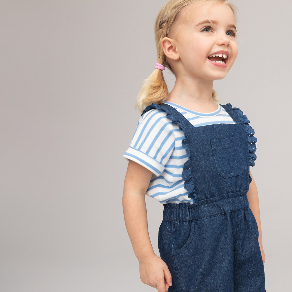 COLEÇÃO LA REDOUTE<br>Jardineira curta em denim claro