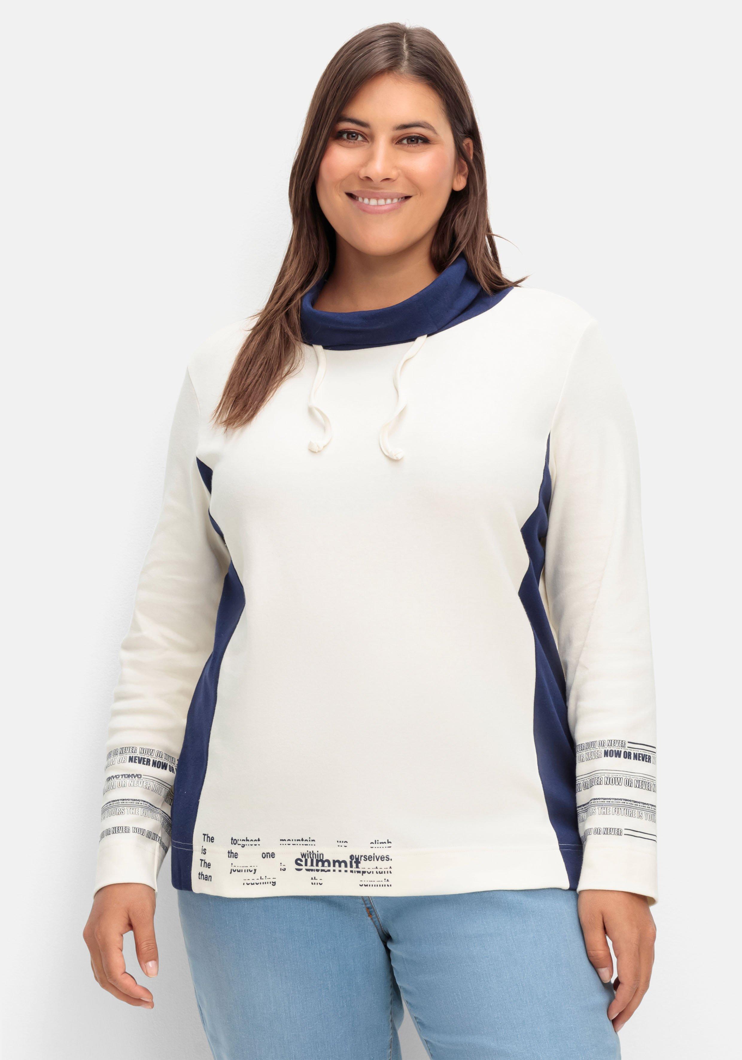 Sweatshirt mit weitem Rollkragen und Kontrastdetails