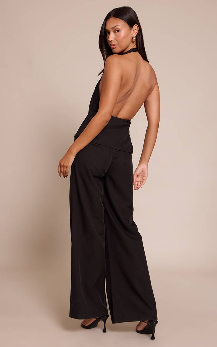 Noir Combinaison Pantalon Droit Avec Gilet