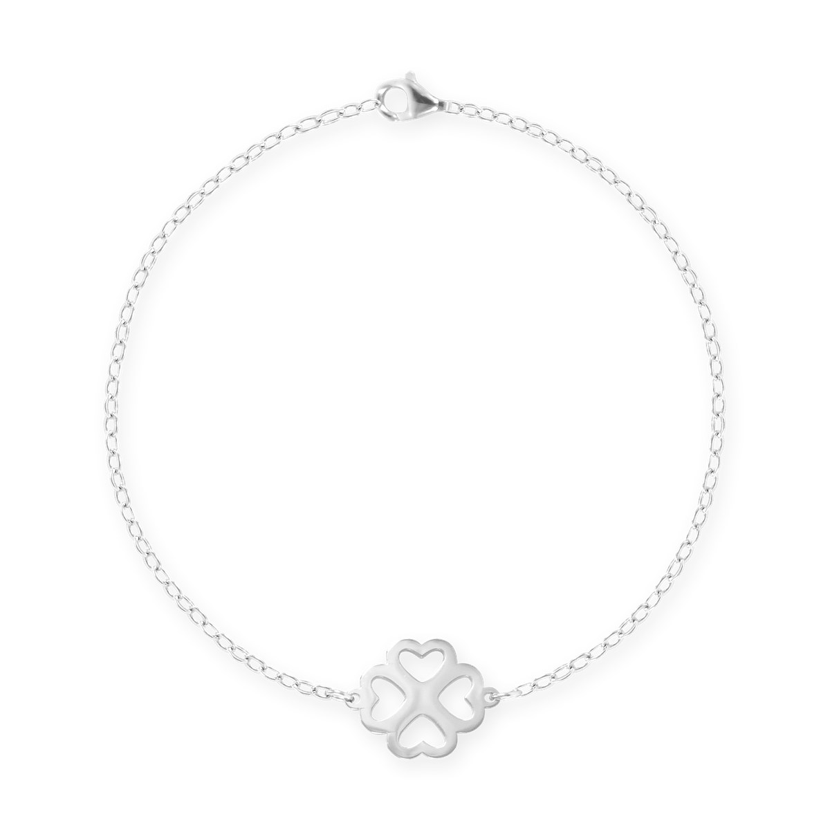 Bracelet trèfle en acier argenté