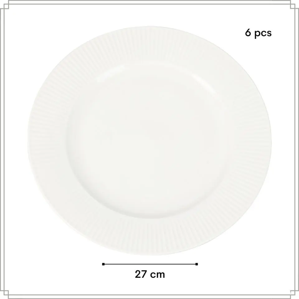 OTIX Dinerborden Bordenset 6 Persoons 27cm Wit Porselein LUNA