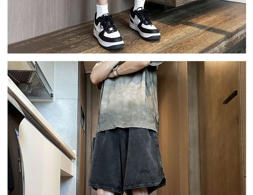 Diphon - Gewassen denim shorts met trekkoordtaille