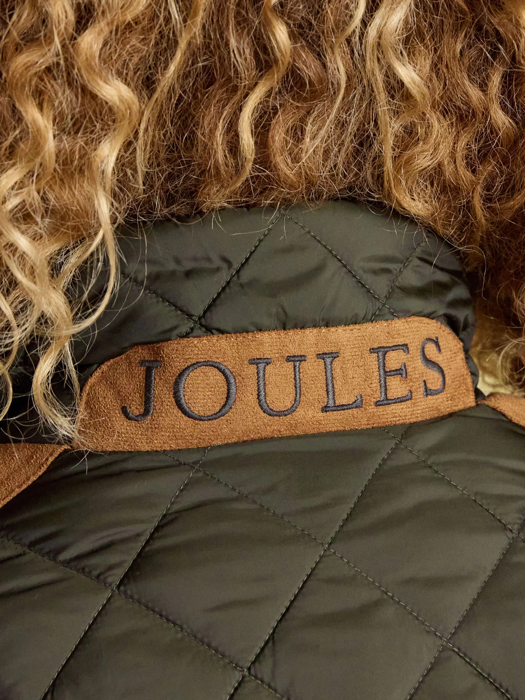 Kakigroen - Joules Braemar Luxe regenbestendige in ruit doorgestikte jas