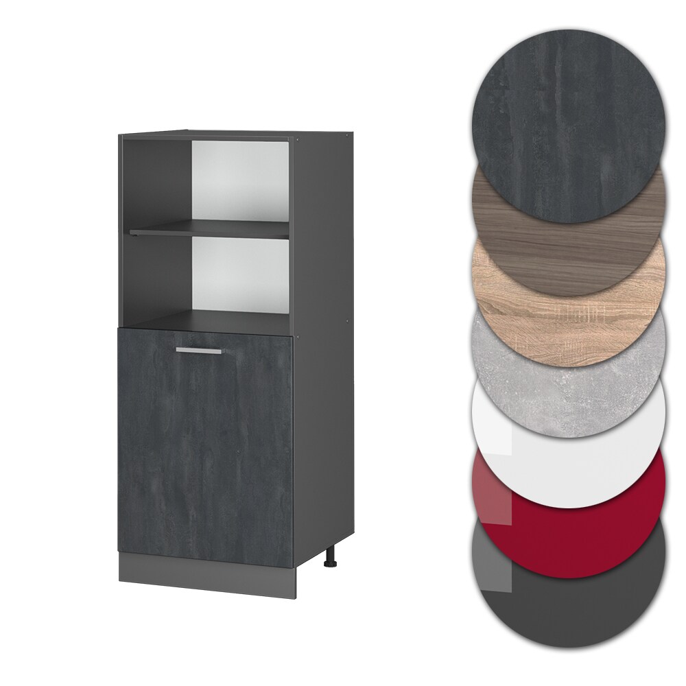 Vicco Vorratsschrank R-Line Schwarz Beton Anthrazit 60 cm kleine Tür