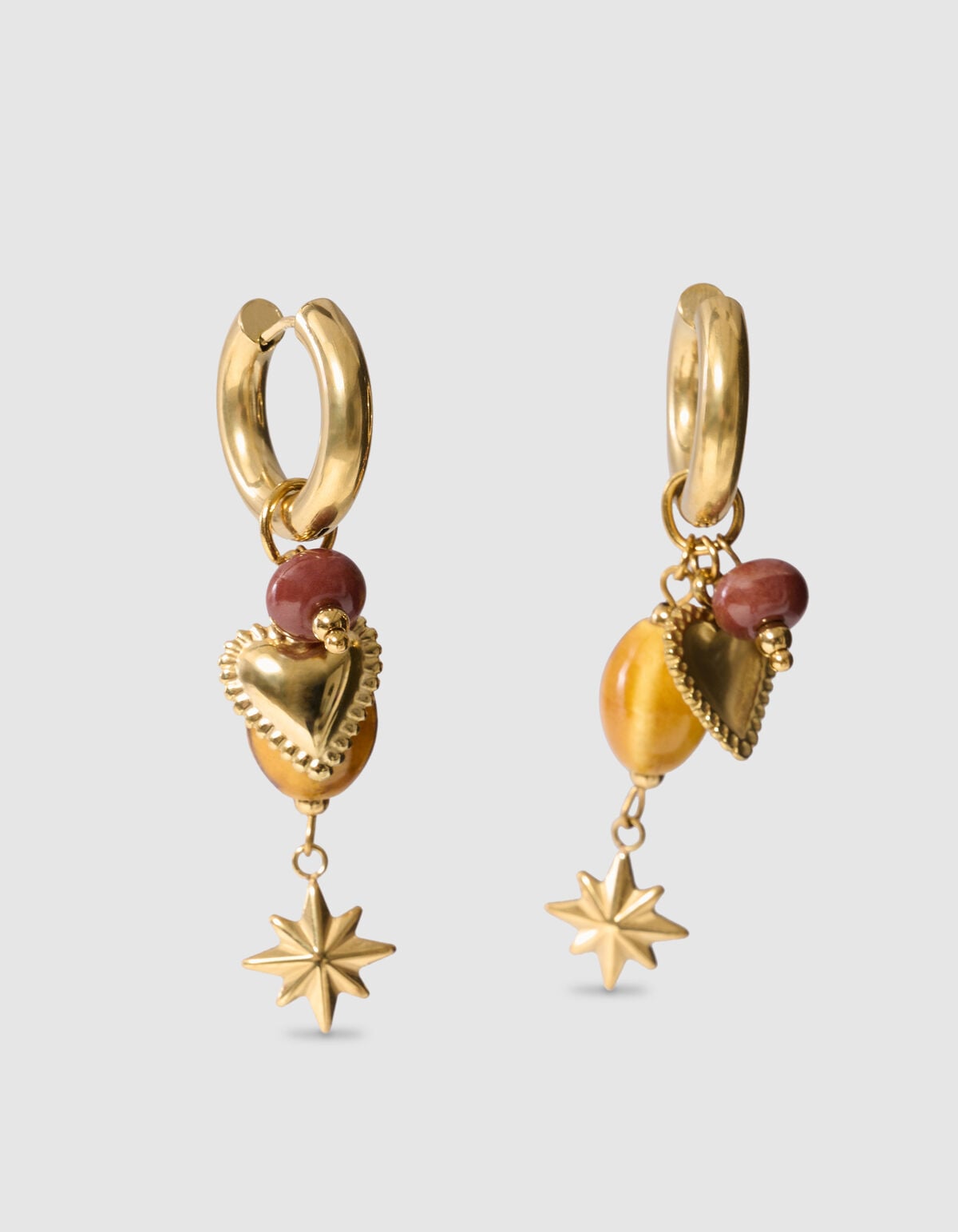 Heart Charm Oorbellen Goud