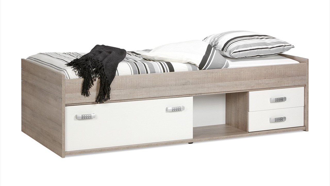Kajuitbed Pep eiken/wit