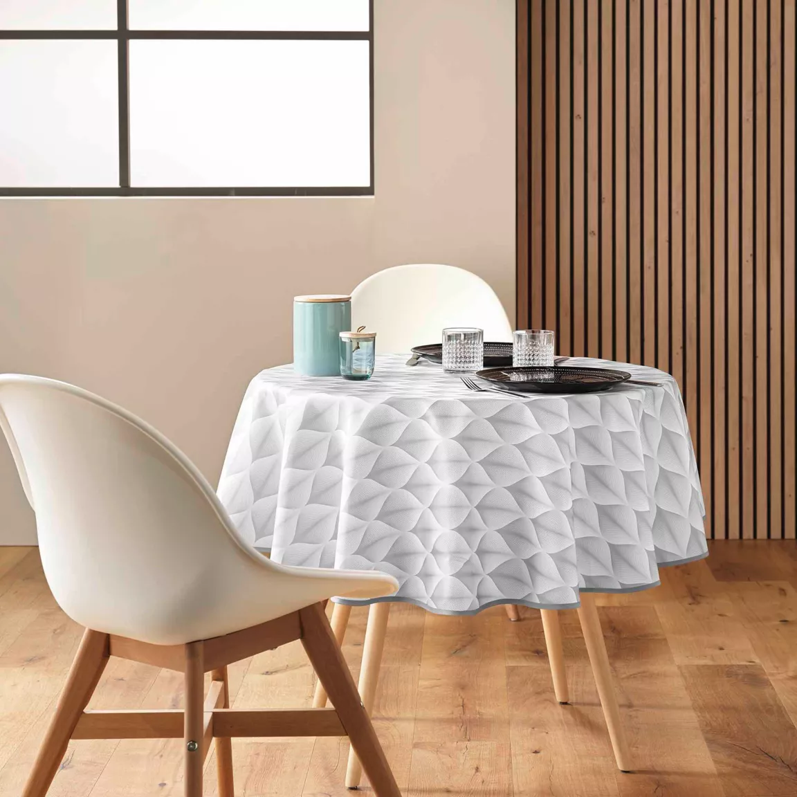 Nappe ronde anti tache (180 cm) Kalini Grise