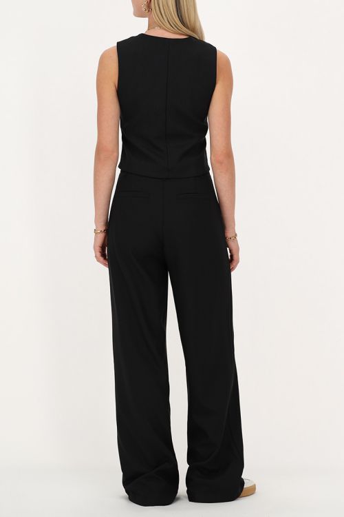 Zwarte pantalon wide leg met blinde knoop