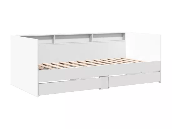 Lit de jour avec tiroirs sans matelas blanc 75x190 cm