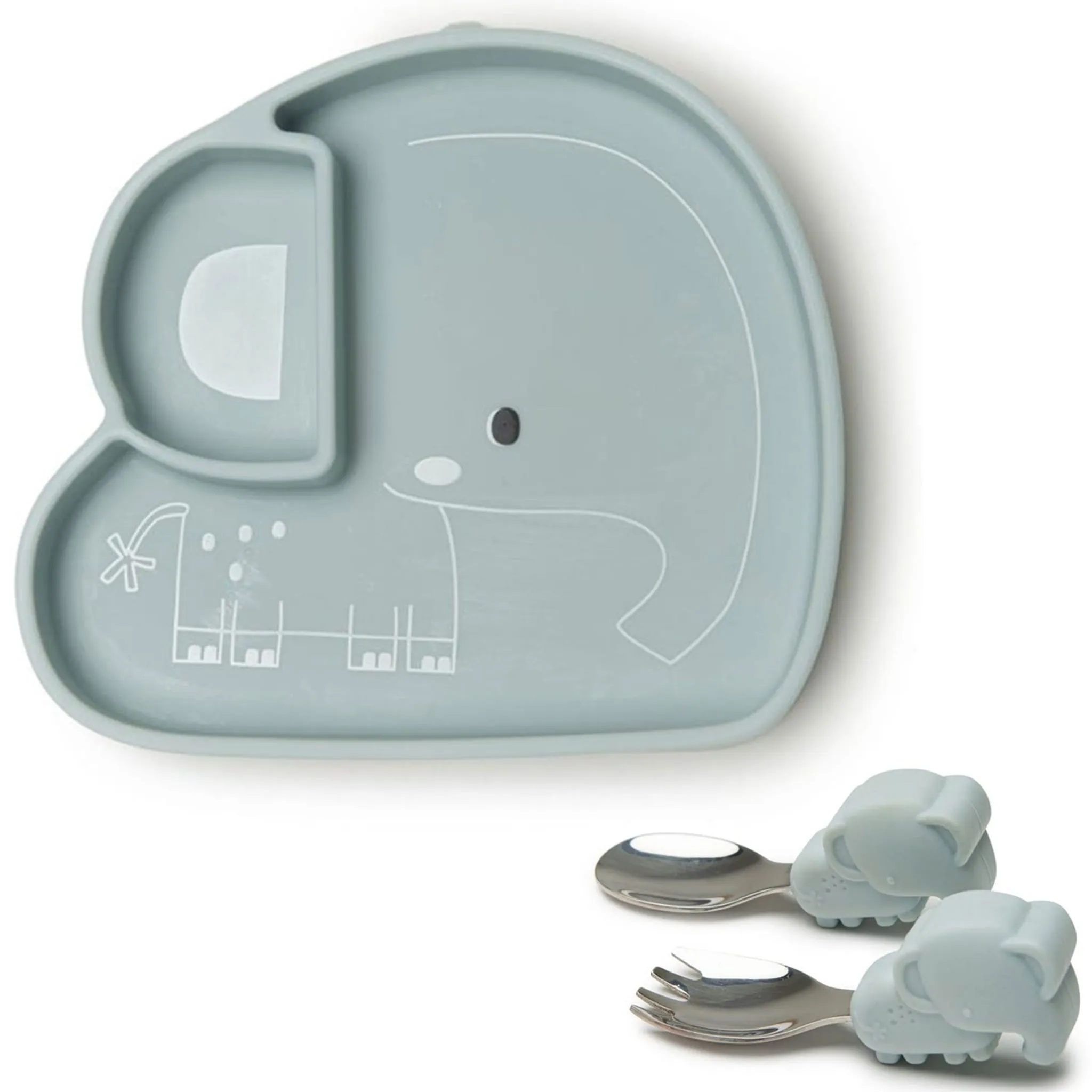 Loulou Lollipop Ensemble de vaisselle en silicone - Éléphant