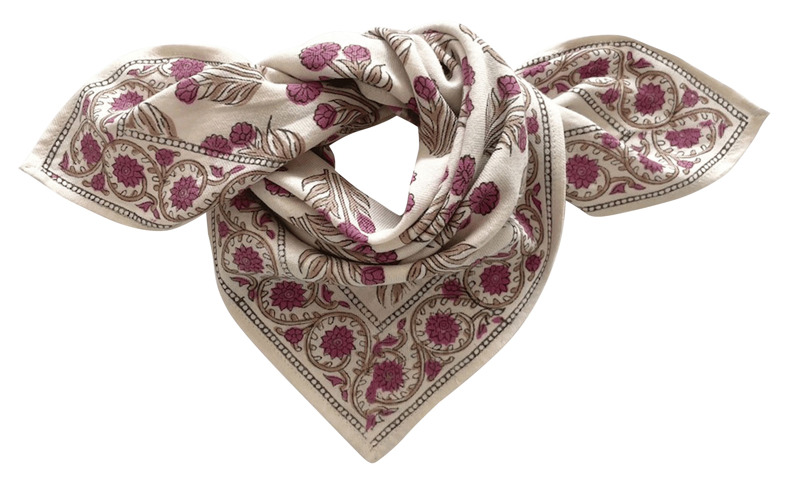 MANIKA - Foulard en coton imprimé | Beige