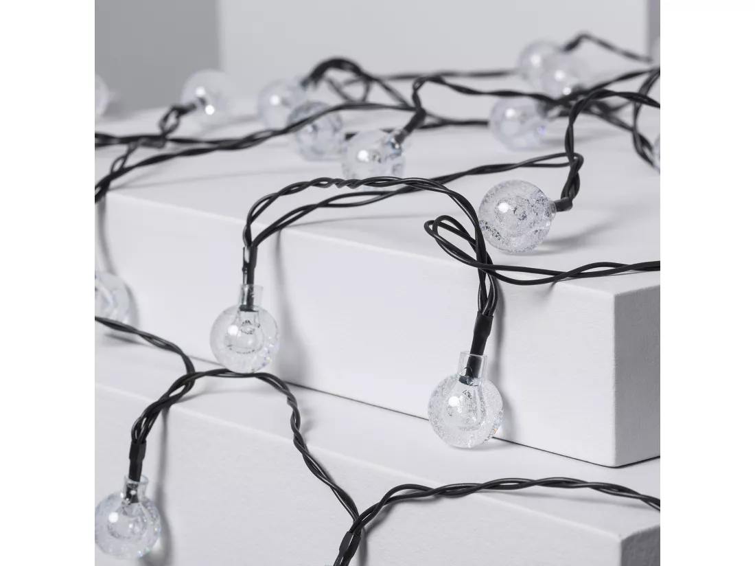 Guirlande LED Extérieure Solaire 30 Boules 5m 5000K Blanc froid