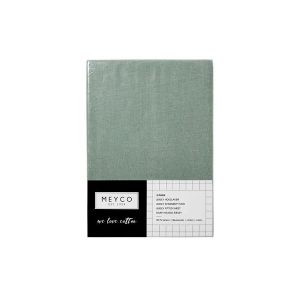 Meyco Ledikanthoeslaken Jersey Stone Green 60 x 120 cm (2-Pack)