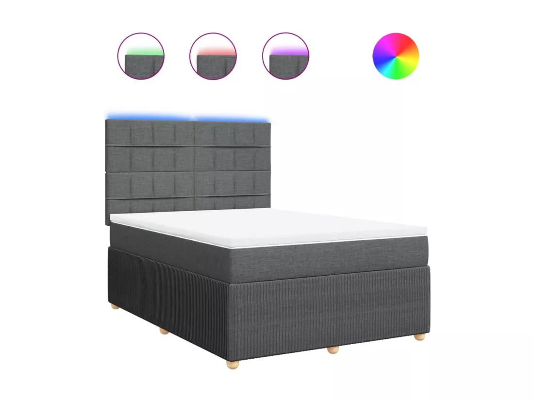 Sommier à lattes de lit avec matelas Gris foncé 140x190cm Tissu