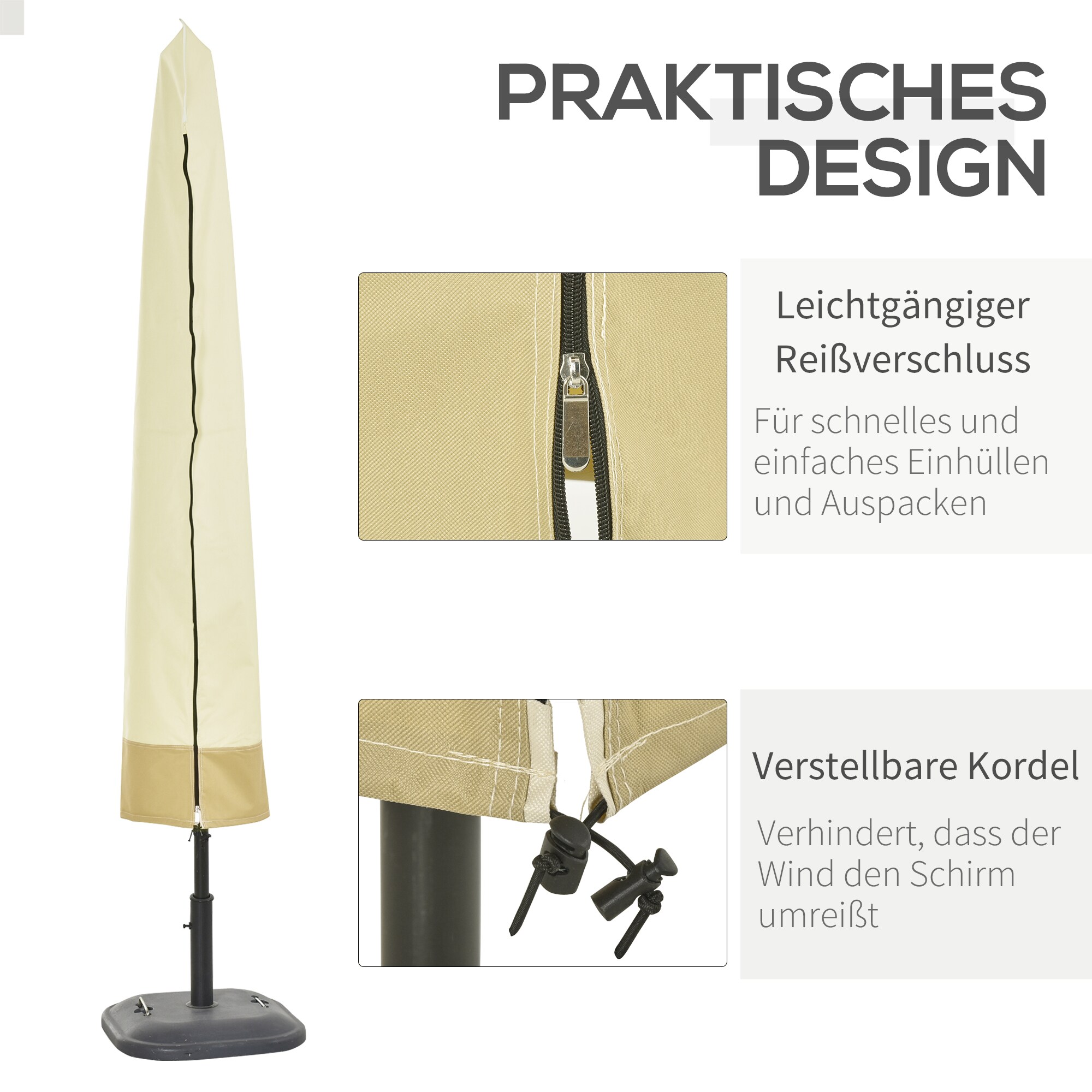 Outsunny Schutzhülle für Sonnenschirme beige, kaffeebraun 50 x 190 cm (ØxH)