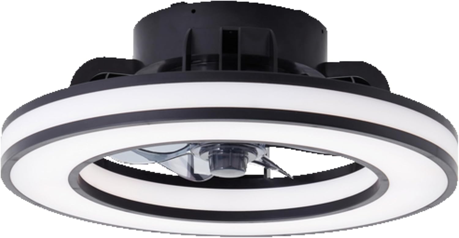Lightbox LED Deckenlampe mit leisem Ventilator & RGB-Front Light | Ø 42 | schwarze Deckenleuchte | Gaming Lampe dimmbar | per Fernbedienung | 26 W | 2700-6500 K | 3100 lm | aus Kunststoff