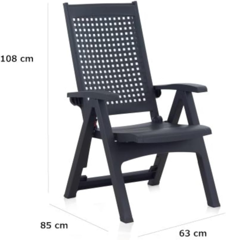Gartenmöbel Set Tisch und Stühle 7-teilig - Gartentisch mit klappbaren Stühlen aus wetterfestem Kunststoff - Essgruppe Set für Balkon Terrasse und Garten - Gartengarnitur mit Esstisch Anthrazit