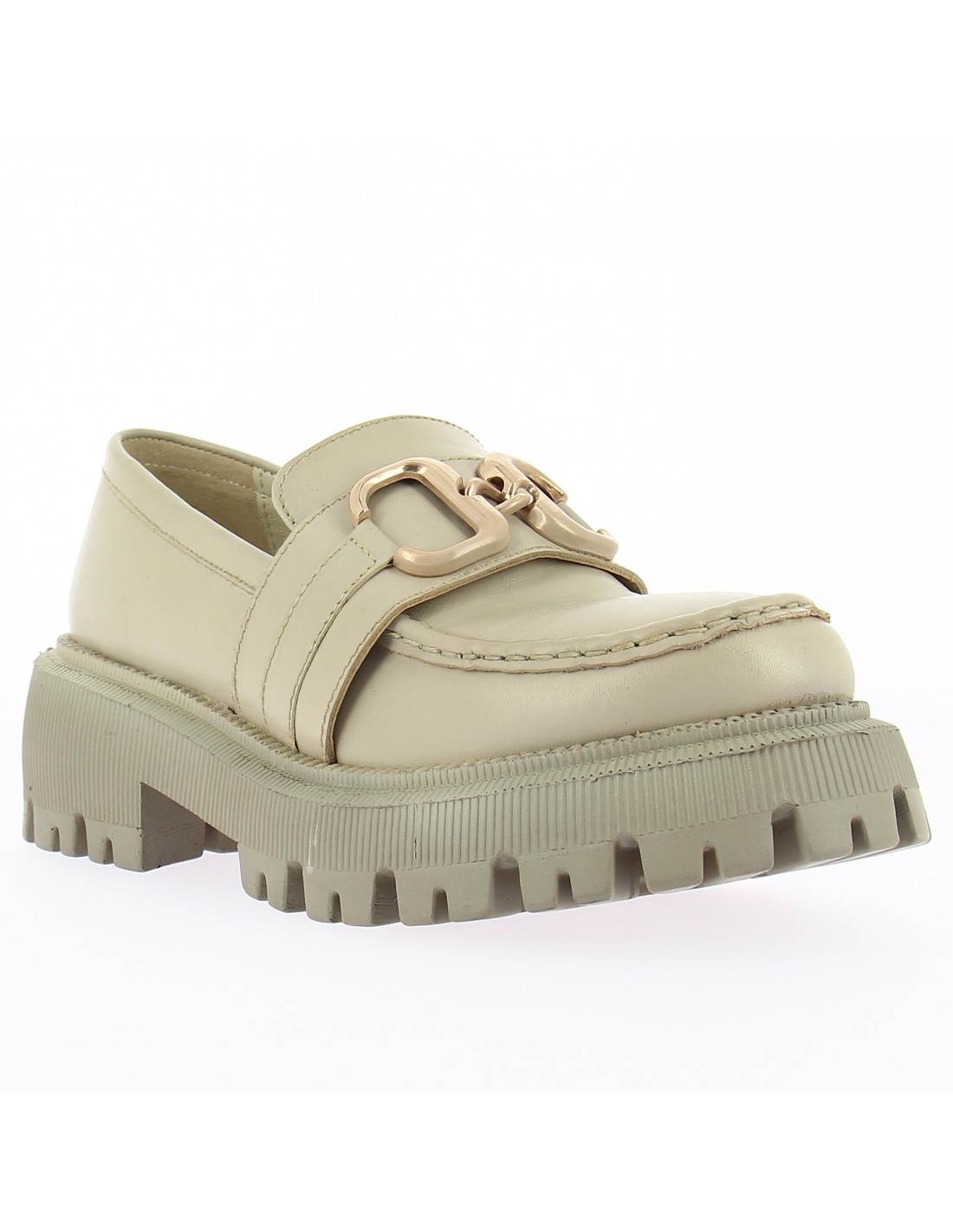 kharisma mocassins compensées femme cuir crème semelle taupe