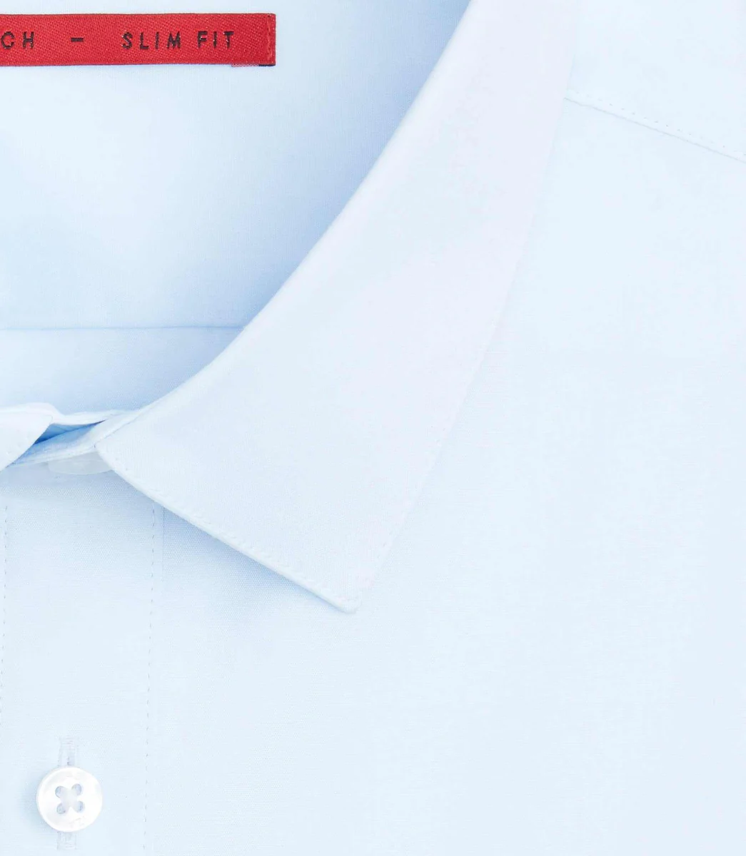 Chemise coton stretch slim ciel 
