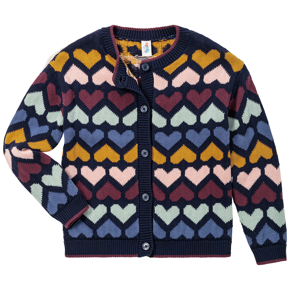 Topolino Mädchen Strickjacke mit Herzen dunkelblau
