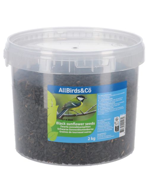 Allbirds&Co Zwarte Zonnebloempitten In Emmer - Tuinvogelvoer - 2 kg