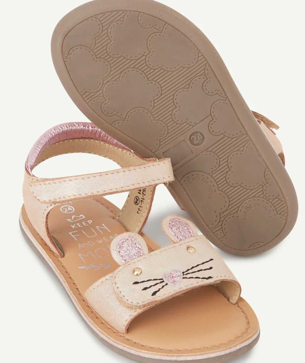 MOD8SANDALES EN CUIR CLOONIE ROSE MÉTAL