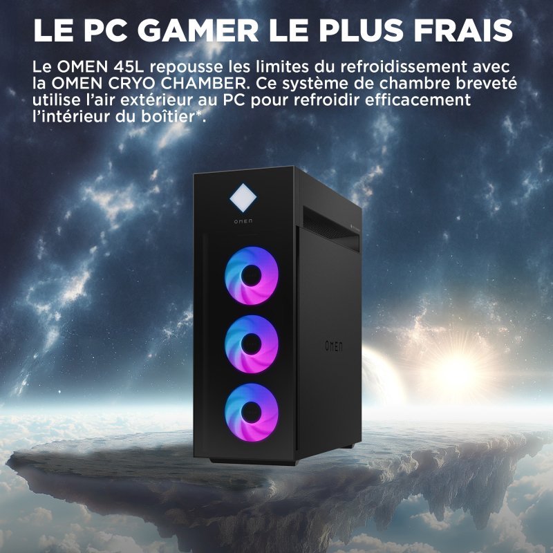 OMEN by HP 45L GT22-3029nf Intel Core Ultra 9 285K 64 Go DDR5-SDRAM 4 To SSD NVIDIA GeForce RTX 5080 Windows 11 Home Tower PC AI PC Noir
