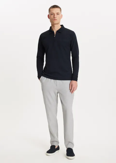 Lange mouwen polo met rits blauw (BLW.D)