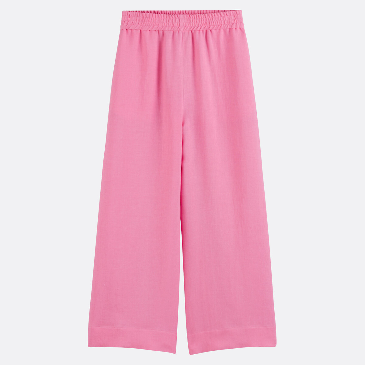 COLEÇÕES LA REDOUTE<br>Calças largas de linho, fabricadas na França