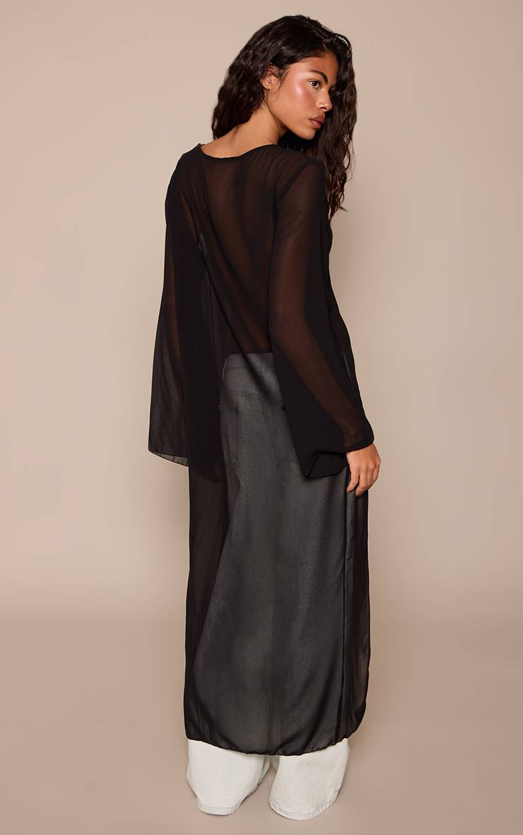 Noir Haut Longline Extrême En Mousseline