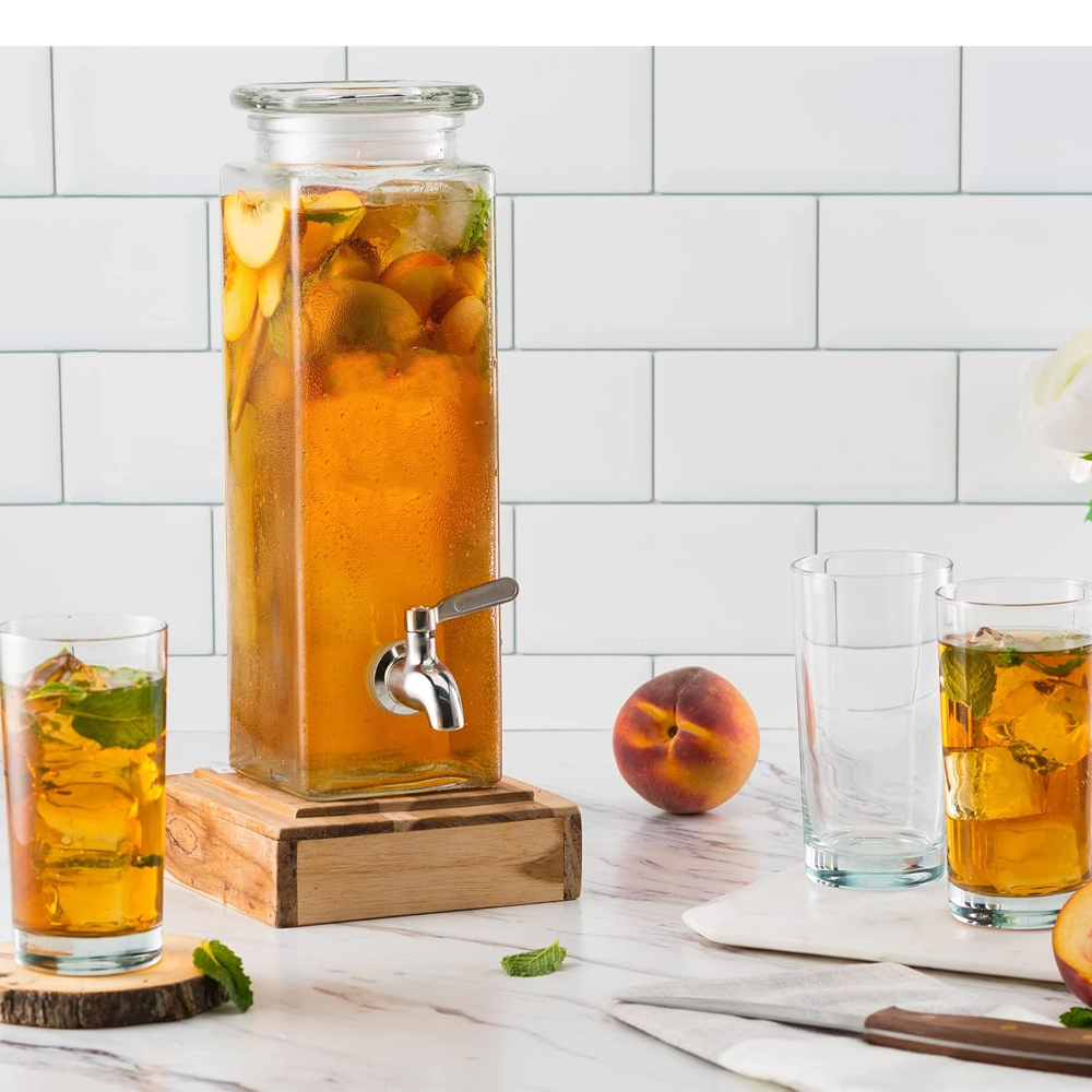 (2.2L) Glas Getränke Spender mit Zapfhahn Retro Einmachglas Dispenser für Limonade / Wasser / Fruchtsaft / Ice Tea