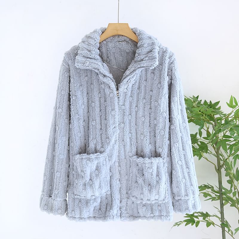 MelMount - Fleece pyjamajas met kraag en effen kleur