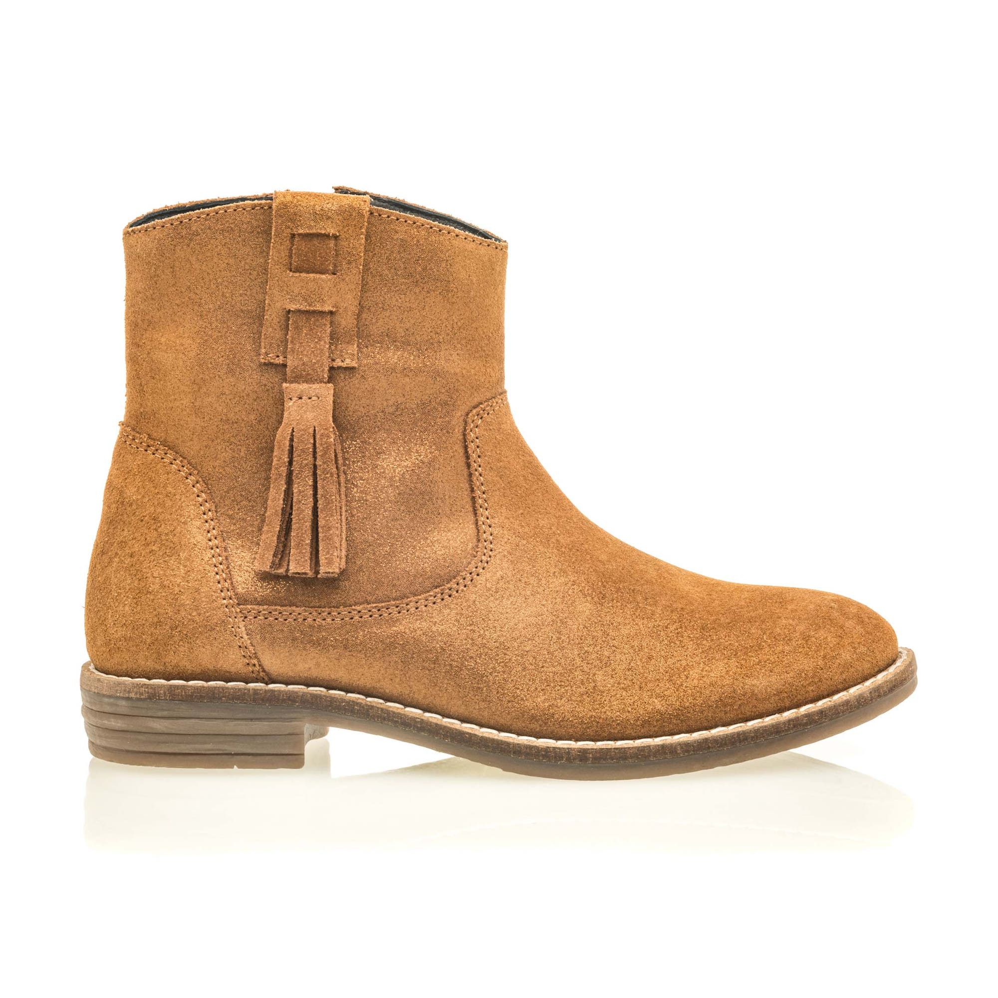 Bottines Fille en cuir cognac