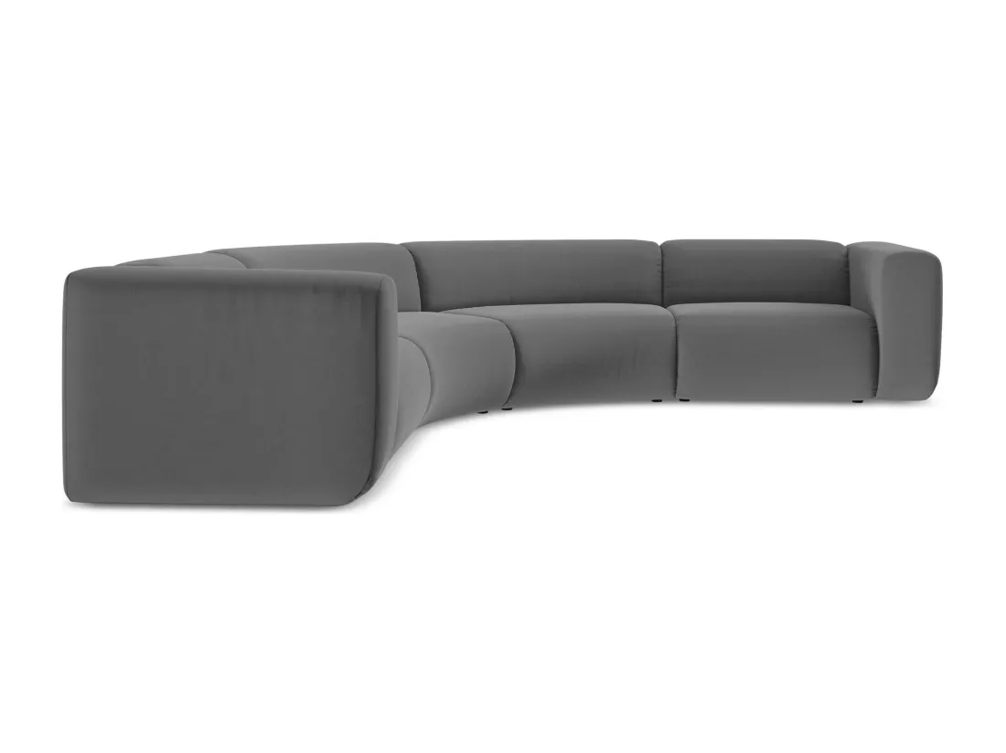 Canapé d'angle modulable en velours - gris - EKAHI