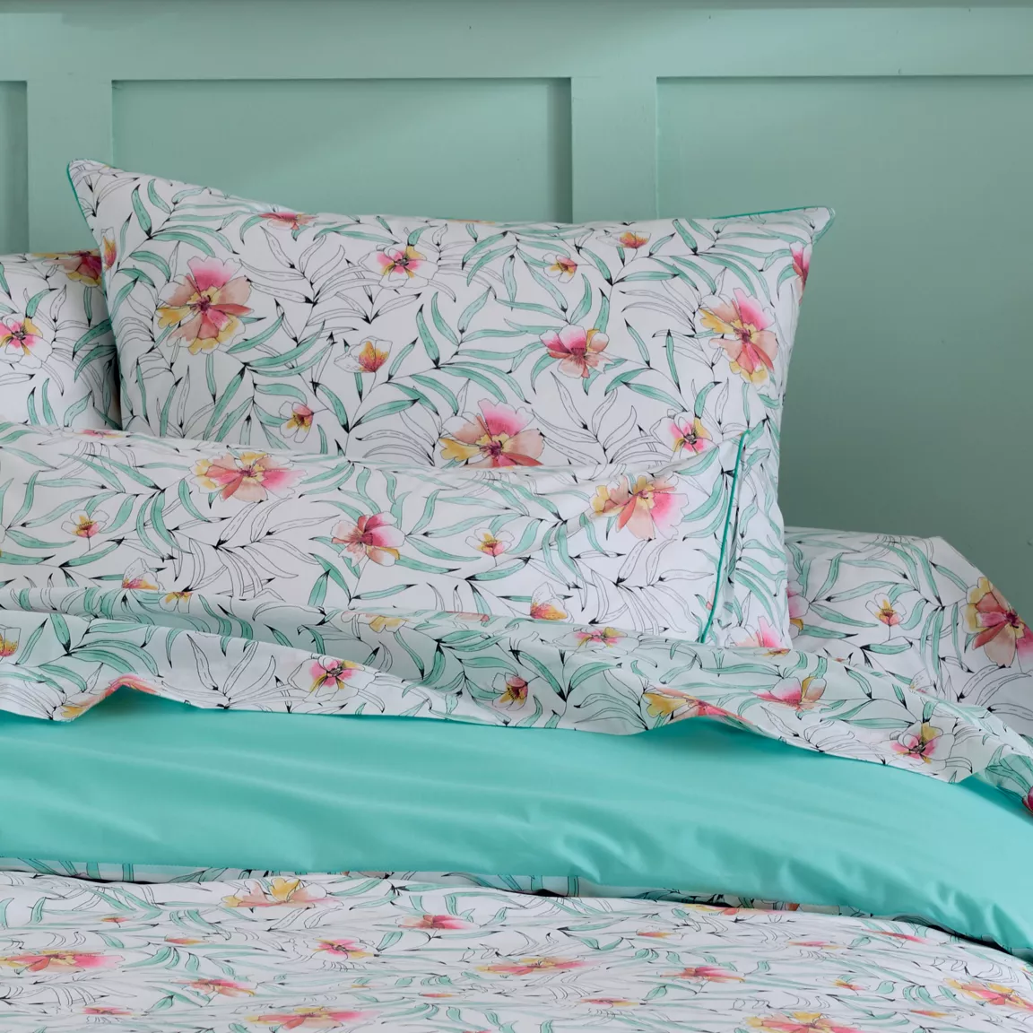 Taie de traversin percale de coton (200 cm) Roxane Multicolore