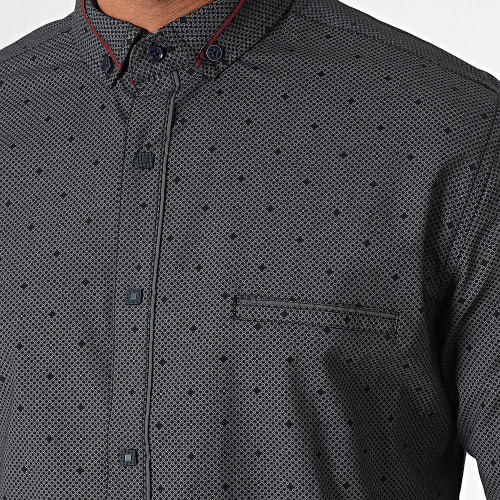 Chemise Manches Longues Noir Gris
