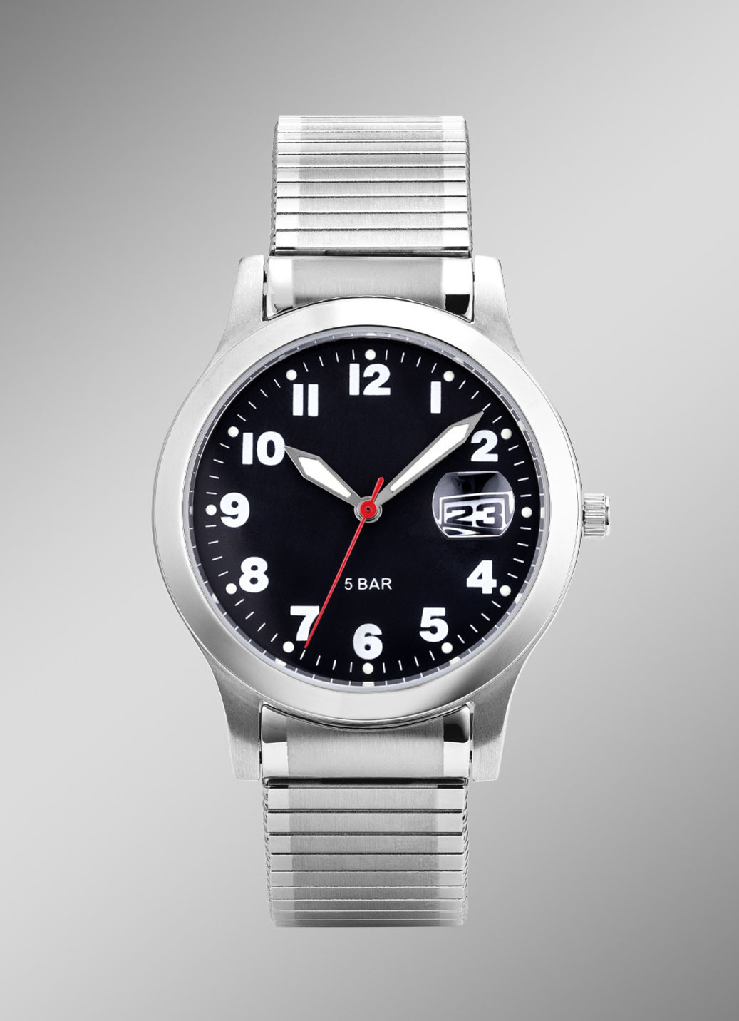 Para-Quartz-Herrenuhr mit Edelstahlzugband