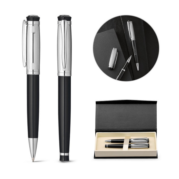 hi!dea 81193 - Set de stylo et de roller en métal avec clip
