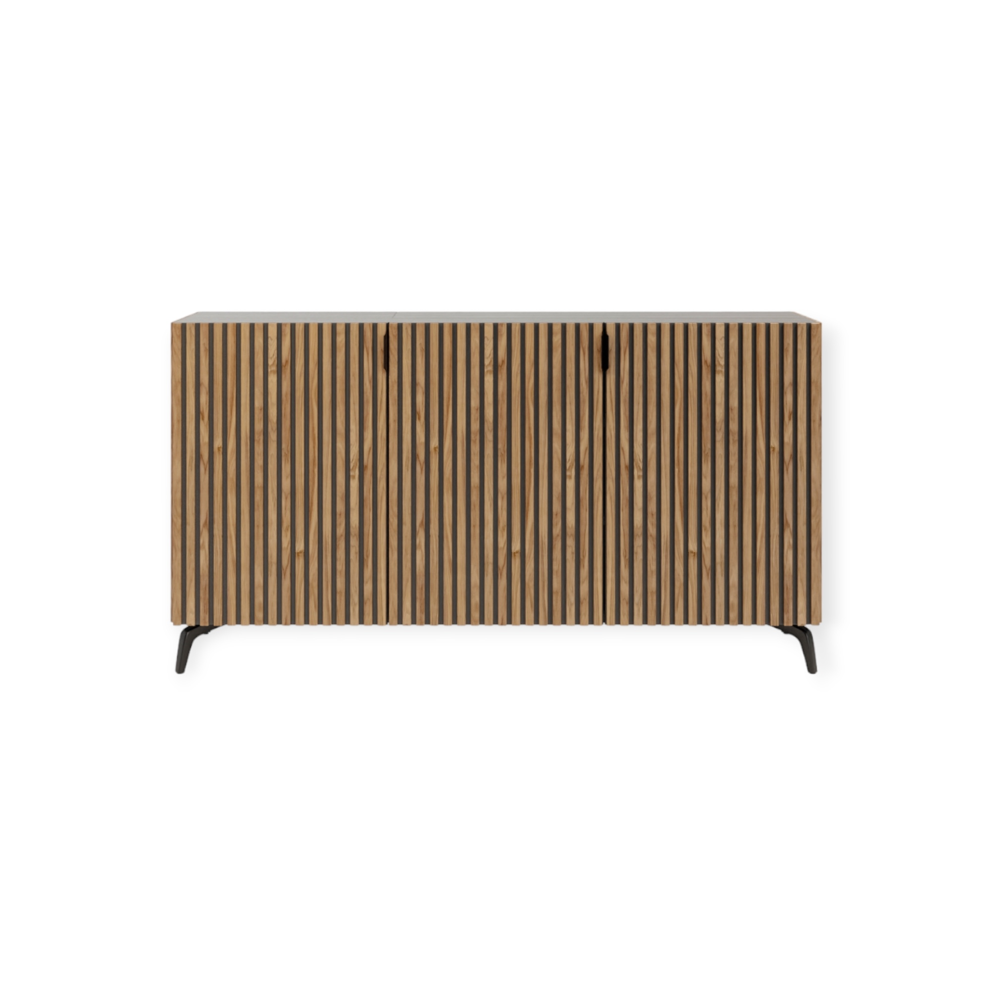 TV lift meubel Modern Latjes 43 inch 3 deurs rondom afgewerkt met latjes