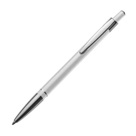 Macma Kugelschreiber aus Metall, slimline, Kugelschreiberfarbe: weiß, 10 Stück