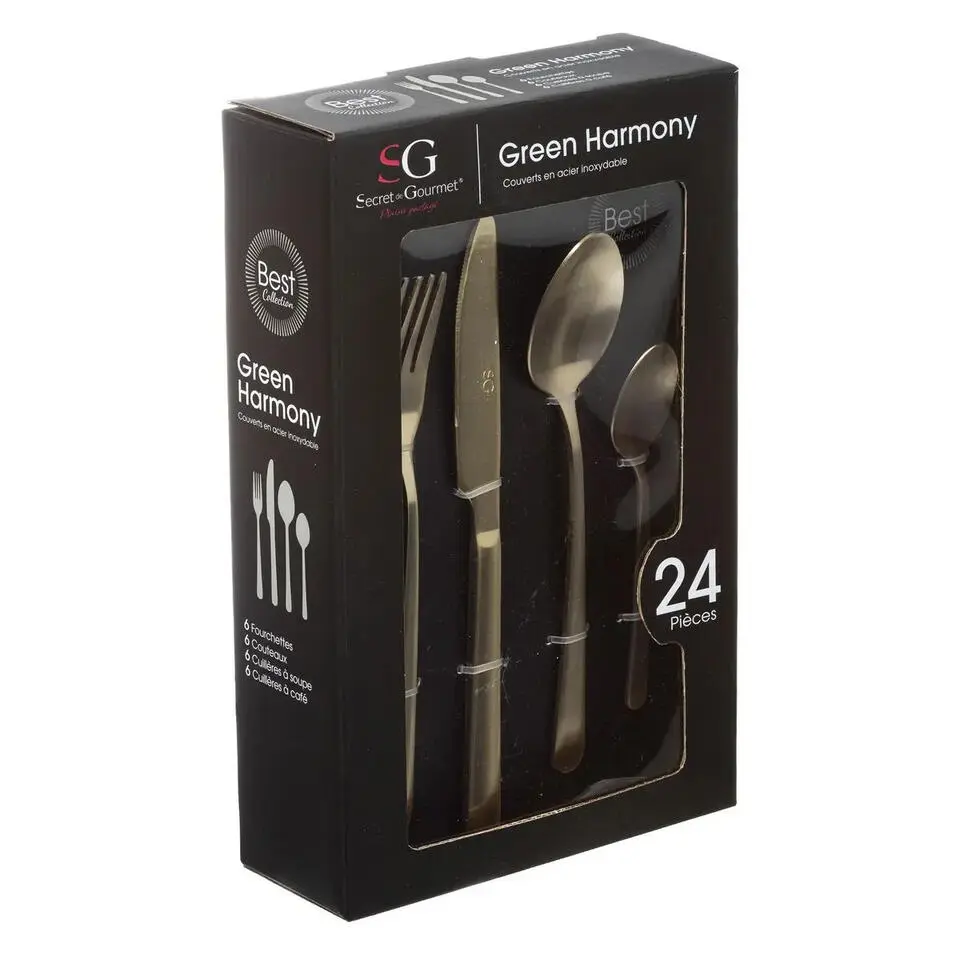 Secret de Gourmet Bestekset Green Harmony - 24-delig - RVS - goud