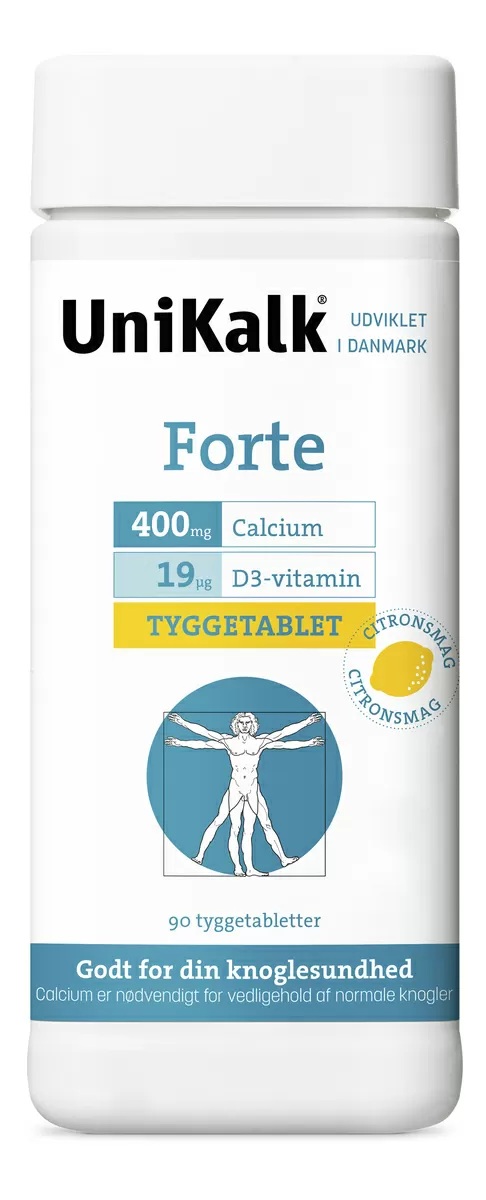 UniKalk Forte tyggetablet med citrussmag - 90 tyggetabl.