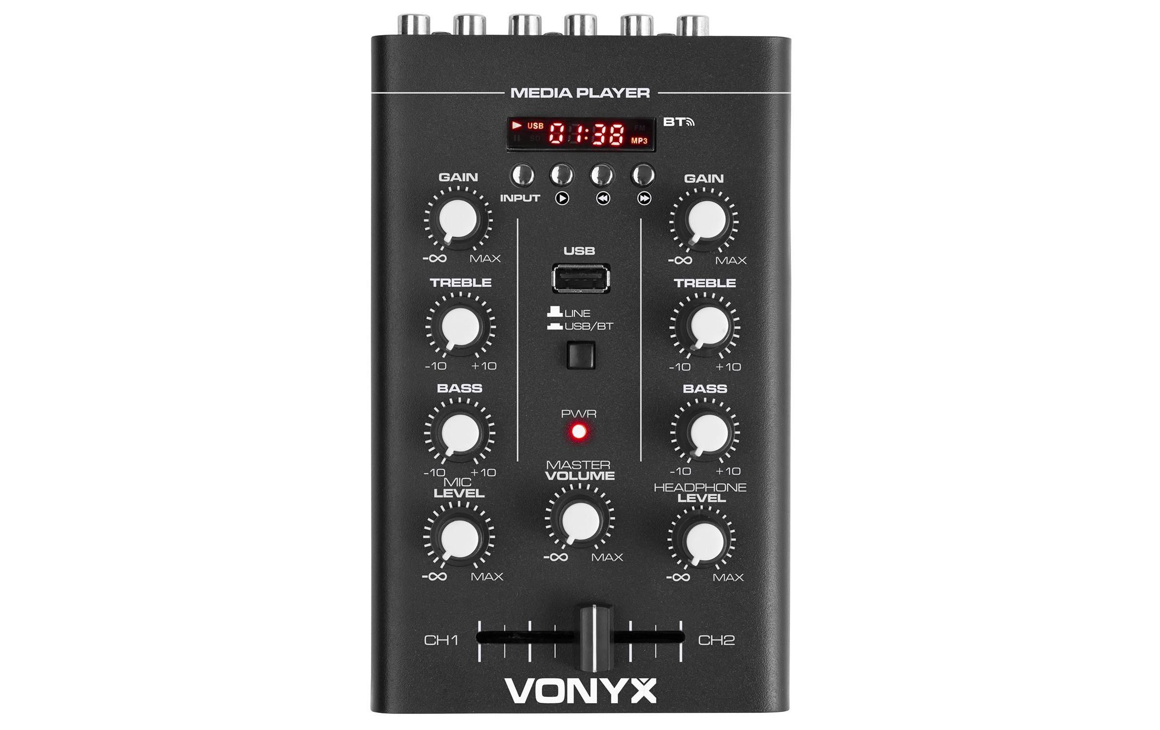 DJ-Mixer STM500BTKompakter 2-Kanal Mixer mit USB/MP3-Player