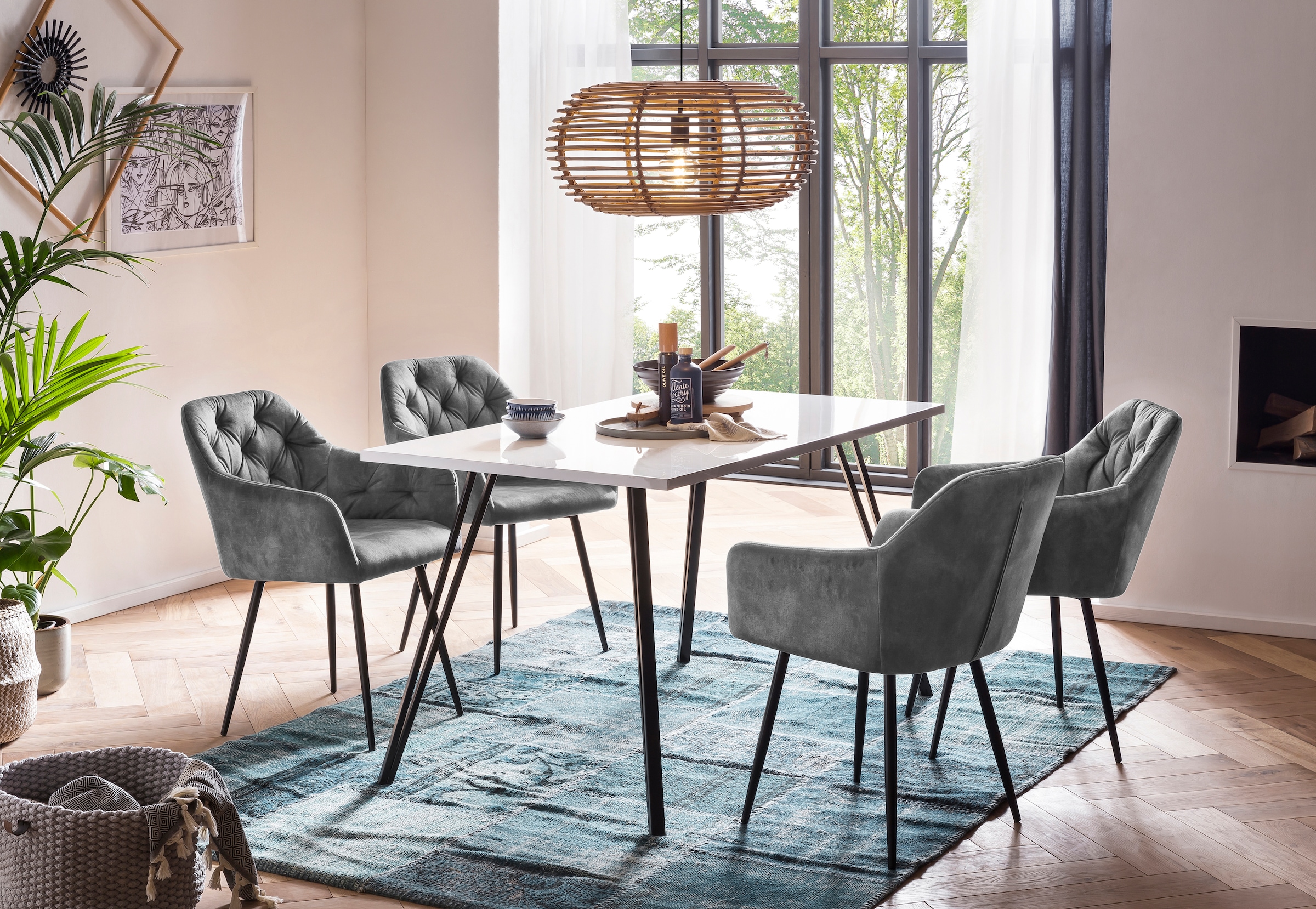 HELA Essgruppe »Jenn« 5 Stk. tlg. Tisch Hochglanz , 4 Stühle BESTSELLER, Esszimmer Gruppe