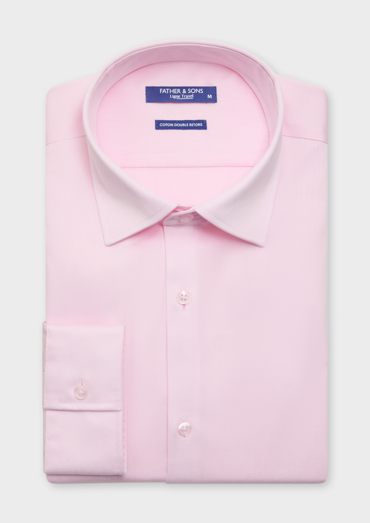 Chemise habillée non-iron Slim en twill de coton uni rose